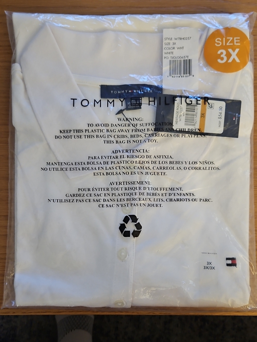 NWT, Tommy Hilfiger Women's White Button-Down Shirt, Size 3x